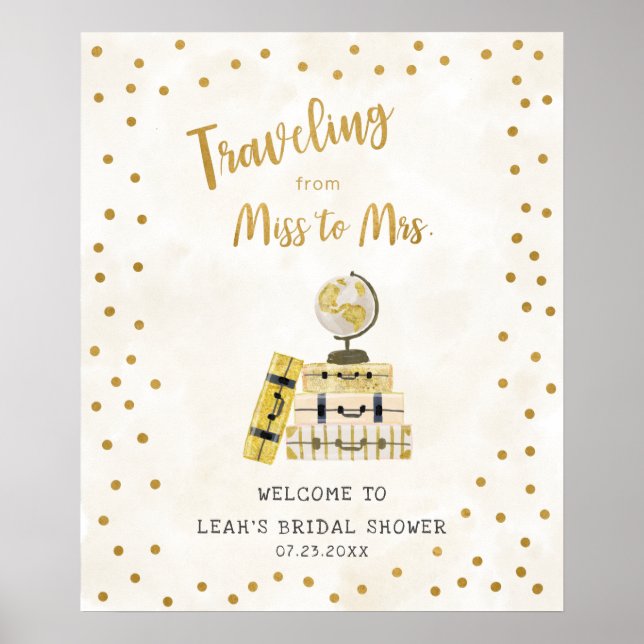 Affiche Enseigne de douche de mariée de Miss à Mrs (Devant)