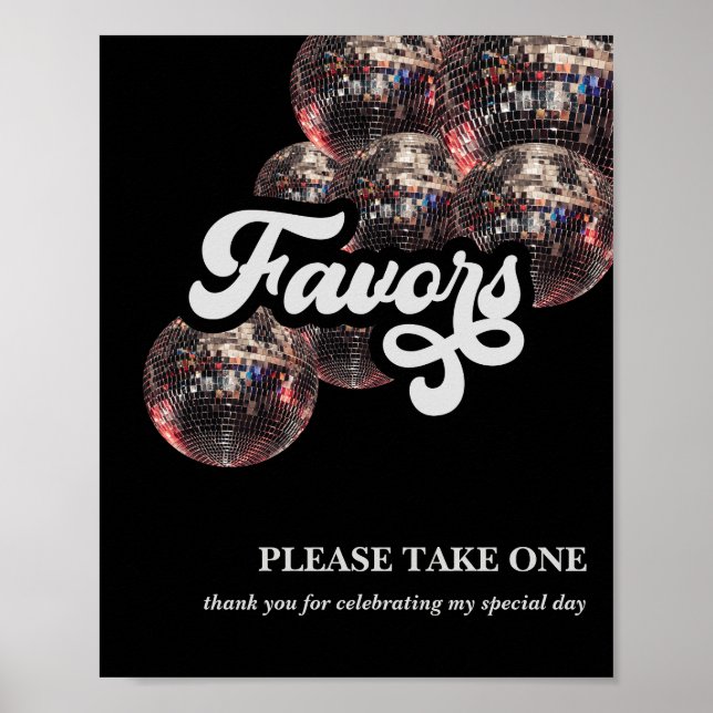 Affiche Enseigne de faveur boule à facettes Disco des anné (Devant)