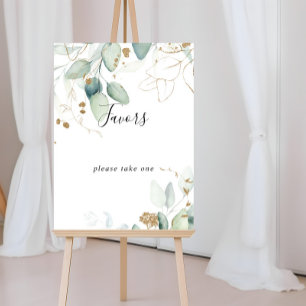 Affiche Enseigne de Faveurs de Calligraphie Eucalyptus Or