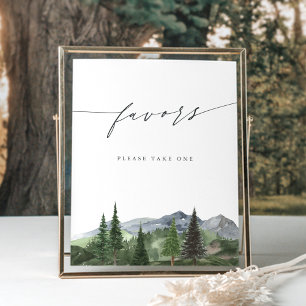 Affiche Enseigne de faveurs de montagne à l'aquarelle Timb