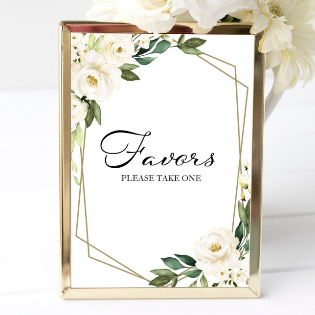 Affiche Enseigne de faveurs florales blanches géométriques (Créateur téléchargé)