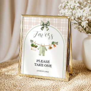 Affiche Enseigne de Faveurs Vert Rustique Cadeau Bébé Loca