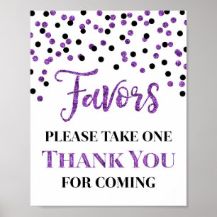 Affiche Enseigne de Favors Confettis Noir Violet pour Baby