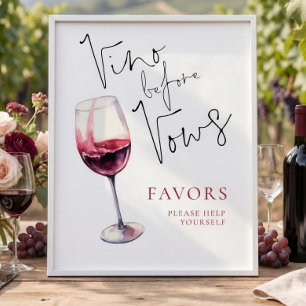 Affiche Enseigne de Favors de Fête de Mariage Vino Before