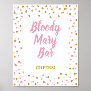 Affiche Enseigne de fête de bar Bloody Mary Rose & Confett