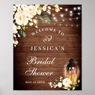 Affiche Enseigne de Fête de Mariage Florale Wood & Blush R