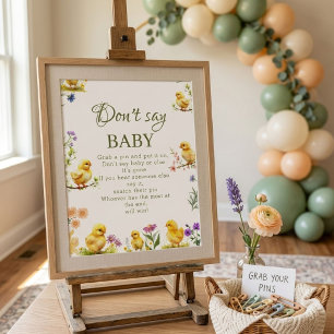 Affiche Enseigne de jeu pour Baby Shower Ferme de poulets