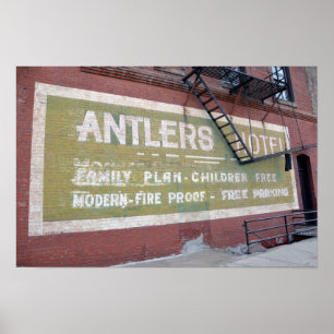 Affiche Enseigne de l'hôtel Antlers, Baker City, Oregon
