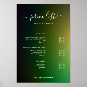 Affiche Enseigne de liste de prix de salon minimaliste mod