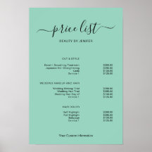 Enseigne de liste de prix de salon minimaliste mod