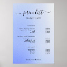 Enseigne de liste de prix de salon minimaliste mod