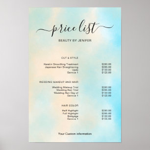 Affiche Enseigne de liste de prix de salon minimaliste mod