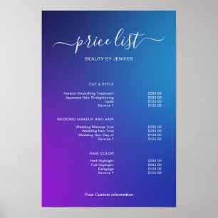 Affiche Enseigne de liste de prix de salon minimaliste mod