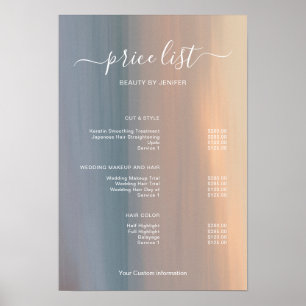 Affiche Enseigne de liste de prix de salon minimaliste mod