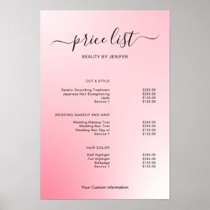 Affiche Enseigne de liste de prix de salon minimaliste mod