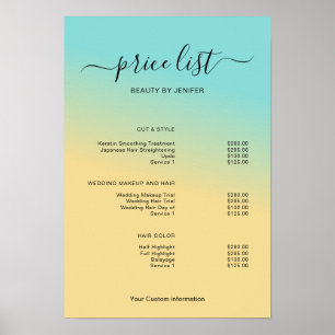 Affiche Enseigne de liste de prix de salon minimaliste mod