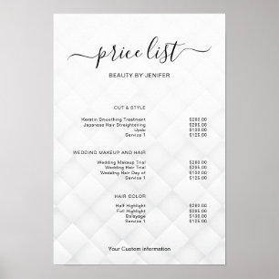 Affiche Enseigne de liste de prix de salon minimaliste mod