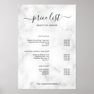 Affiche Enseigne de liste de prix de salon minimaliste mod