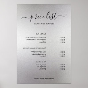 Affiche Enseigne de liste de prix de salon minimaliste mod