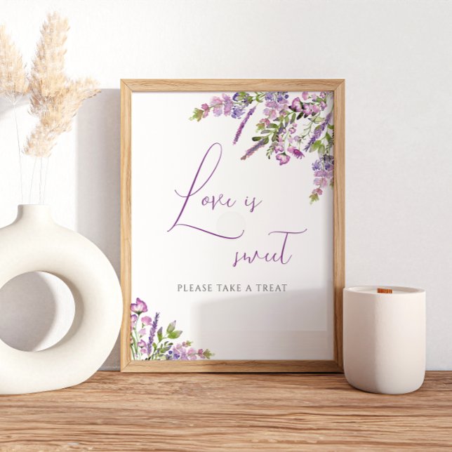 Affiche Enseigne de mariage amour lilas rustique est doux (Créateur téléchargé)