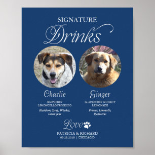 Affiche Enseigne de mariage avec photo et boissons signatu