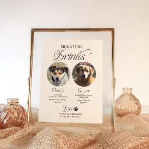 Affiche Enseigne de mariage avec photo et boissons signatu