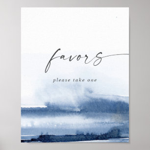Affiche Enseigne de mariage bleu à l'aquarelle moderne   C