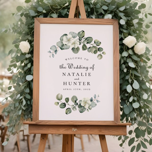 Affiche Enseigne de mariage en verdure à arc de feuille d' (Créateur téléchargé)