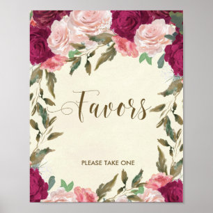 Affiche Enseigne de mariage floral pour la mariée