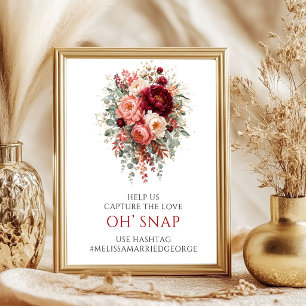 Affiche Enseigne de mariage Opulent Deep Red Boho Oh Snap