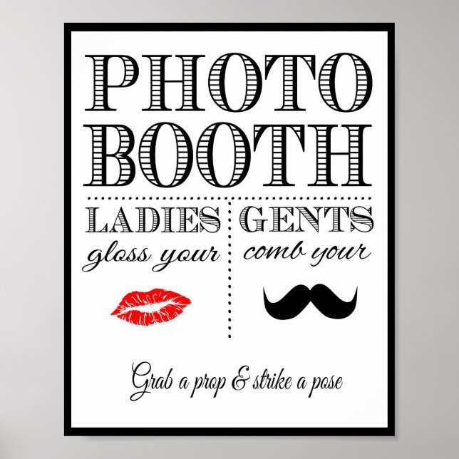 Affiche Enseigne de mariage Photobooth style vintage (Devant)