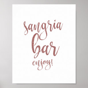 Affiche Enseigne de mariage Sangria Bar Rose Gold Pailleté
