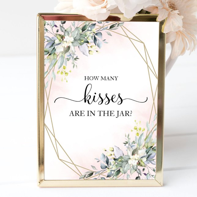 Affiche Enseigne de mariage végétal Combien de baisers (Créateur téléchargé)