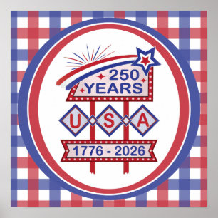 Affiche Enseigne de marquise rétro USA 250e anniversaire 1