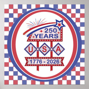 Affiche Enseigne de marquise rétro USA 250e anniversaire 1