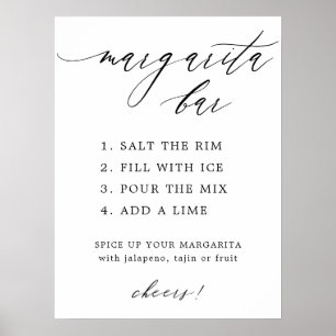 Affiche Enseigne de menu de bar à margarita à calligraphie