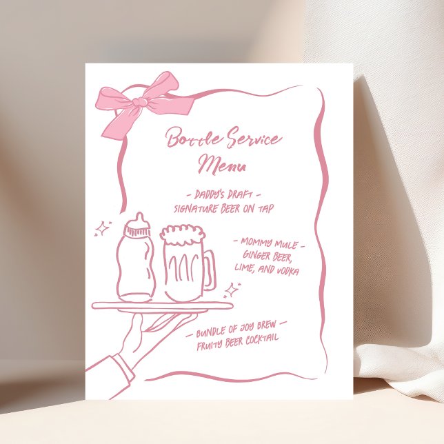 Affiche Enseigne de menu de bar pour Baby Shower avec serv (Créateur téléchargé)