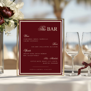 Affiche Enseigne de menu de boissons de The Wedding Bar en