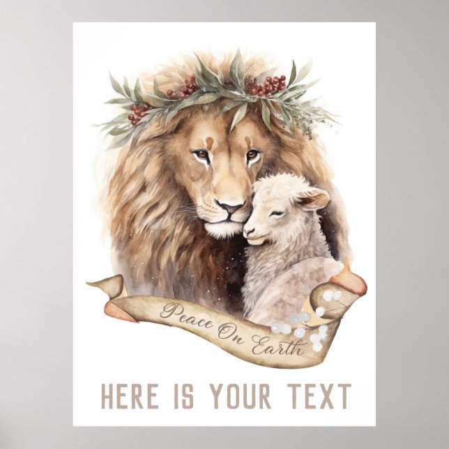 Affiche enseigne de Noël Lion et Agneau (Devant)