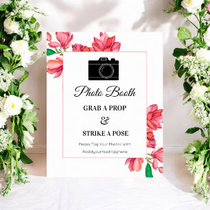 Affiche Enseigne de photomaton fleuri rose et blanc