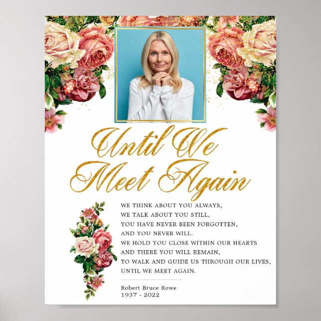Affiche Enseigne de poème funéraire élégant Roses (Devant)