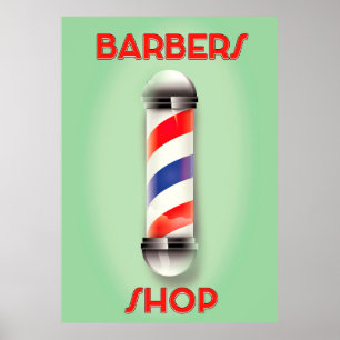 Affiche Enseigne de poteau vintage de salon de coiffure po