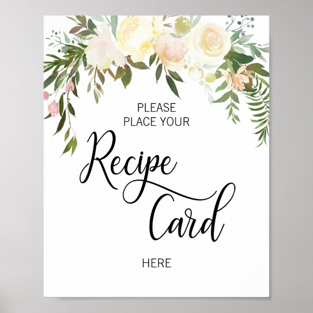 Affiche Enseigne de recette de douche de mariage florale r (Devant)