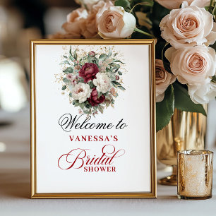 Affiche Enseigne de Remise de Cadeaux de Mariage Burgundy