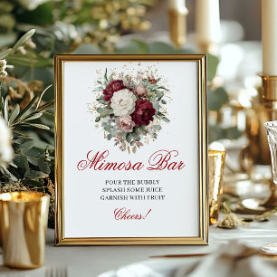 Affiche Enseigne de table Bar Blush Burgundy Mimosa artist