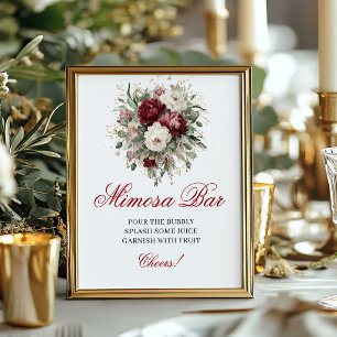 Affiche Enseigne de table de bar Mimosa botanique Blush Bo