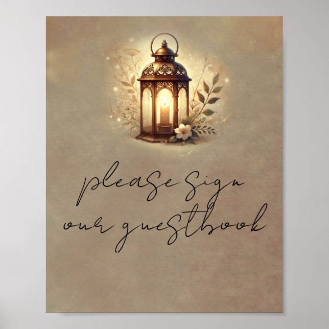 Affiche Enseigne de table de mariage rustique Lanterne Bro (Devant)