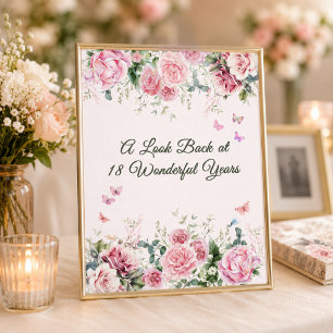 Affiche Enseigne de table souvenir Papillon Rose