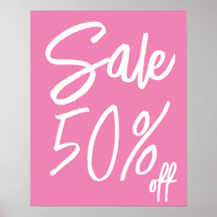 Affiche Enseigne de vente rose personnalisable pour magasi