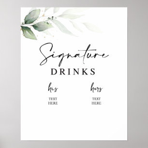 Affiche enseigne de verdure des boissons signatures